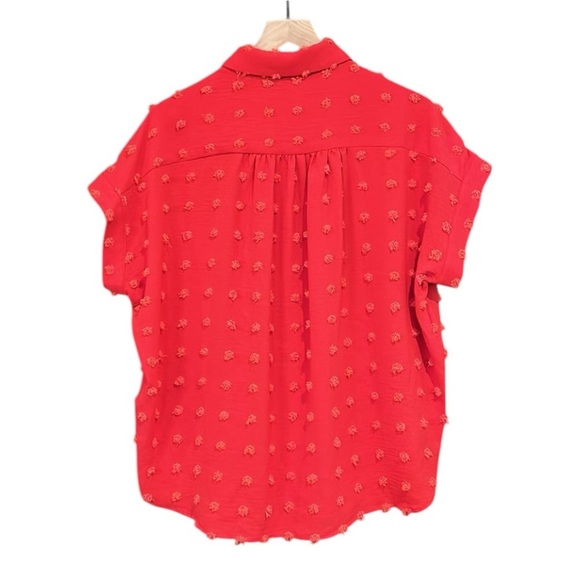 Jodifl Short Sleeve Swiss Dot Loose Fit Top Red Size Small - Picture 2 of 13